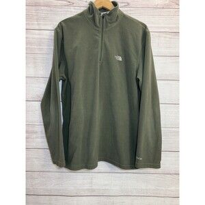 THE NORTH FACE TKA 100 1/4 Zip Fleece Pullover Mens Sz LARGE Green  Lightweight